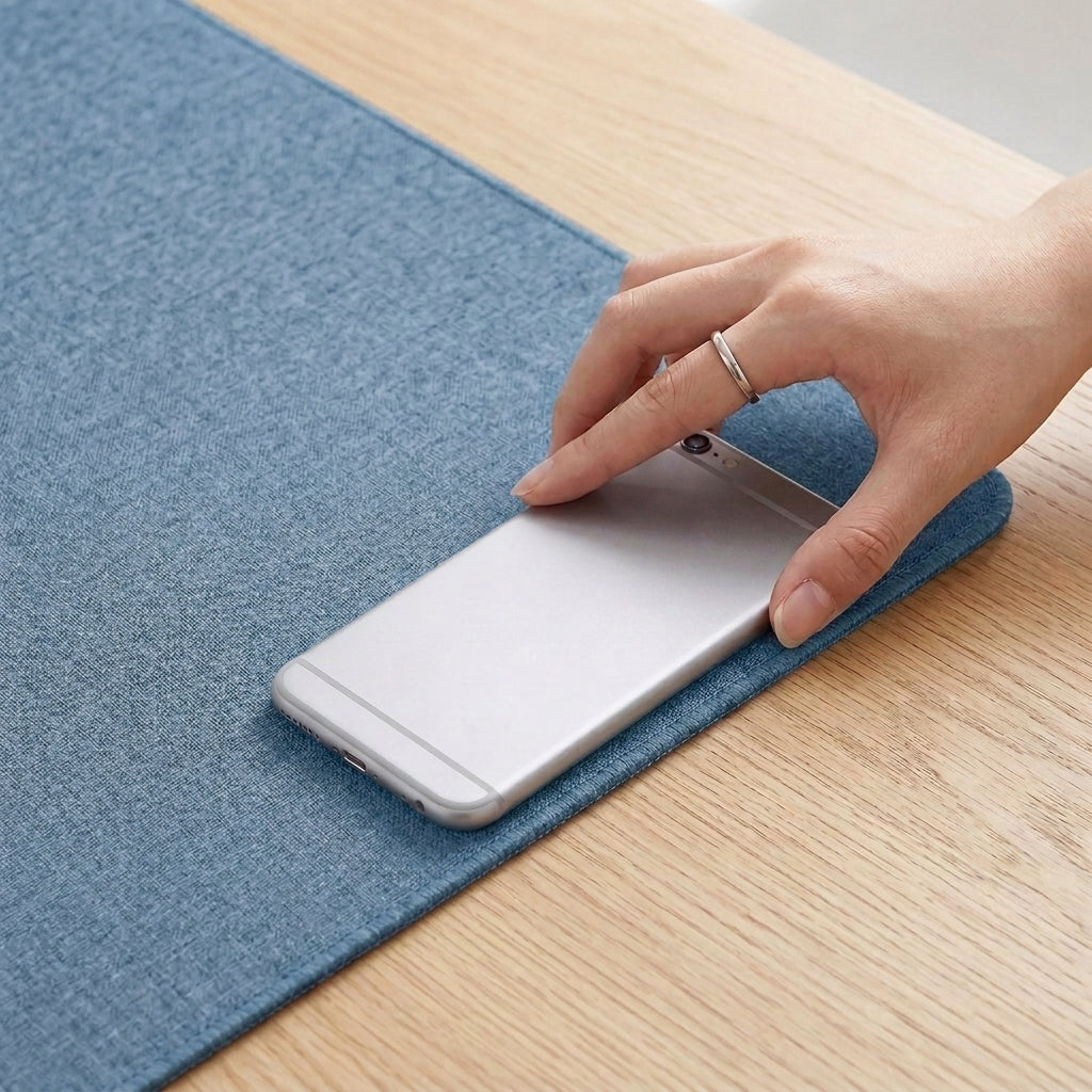 Cotton Linen Desk Mat Pale Blue