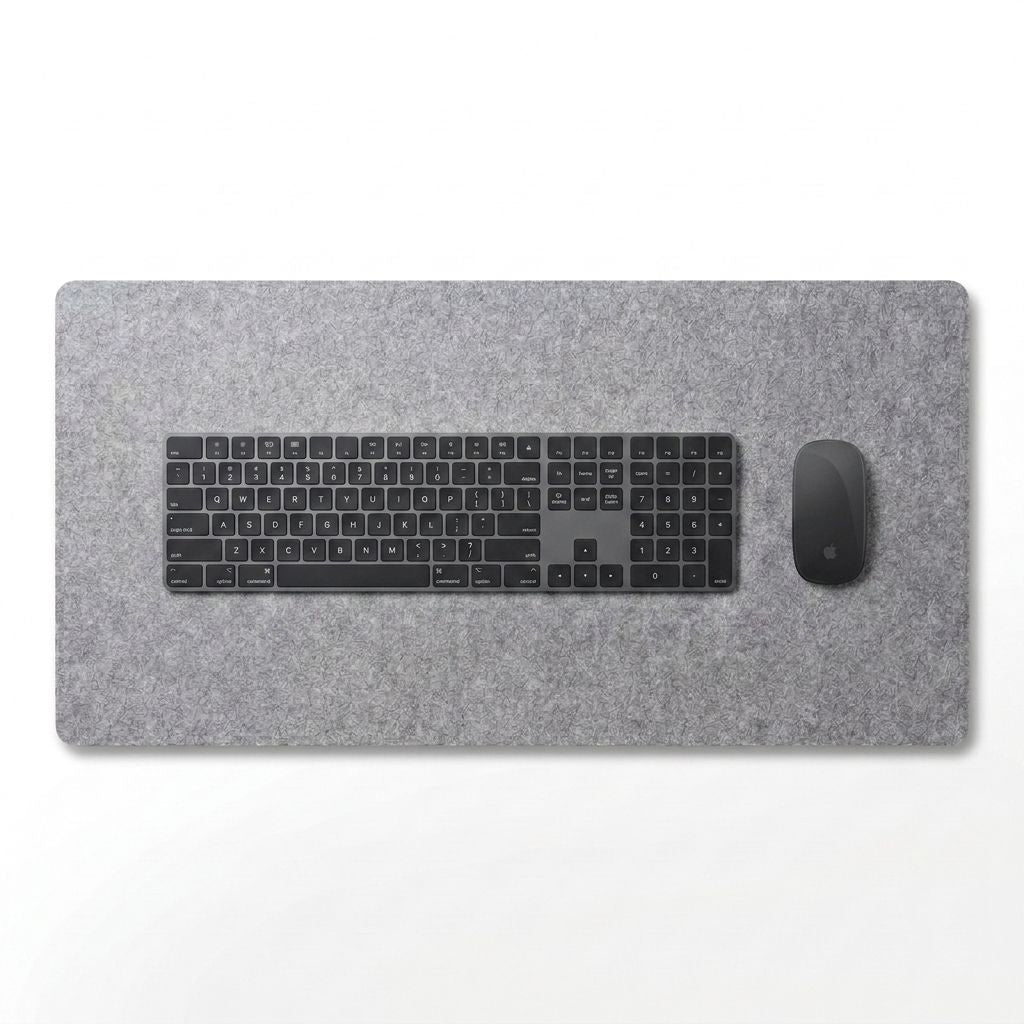 Tapis de bureau en coton et lin gris clair