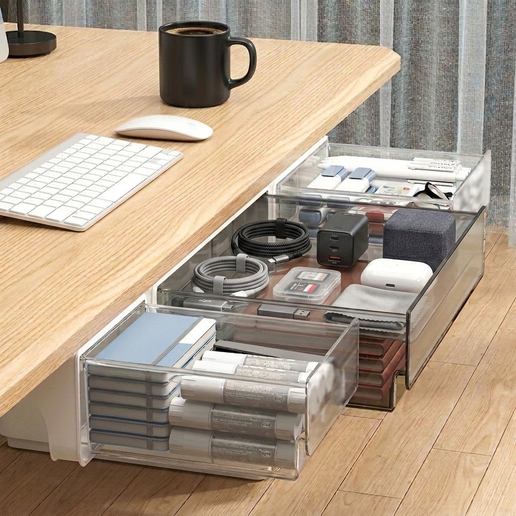 Tiroir Sous Bureau Coulissant Transparent Plastique Fumé