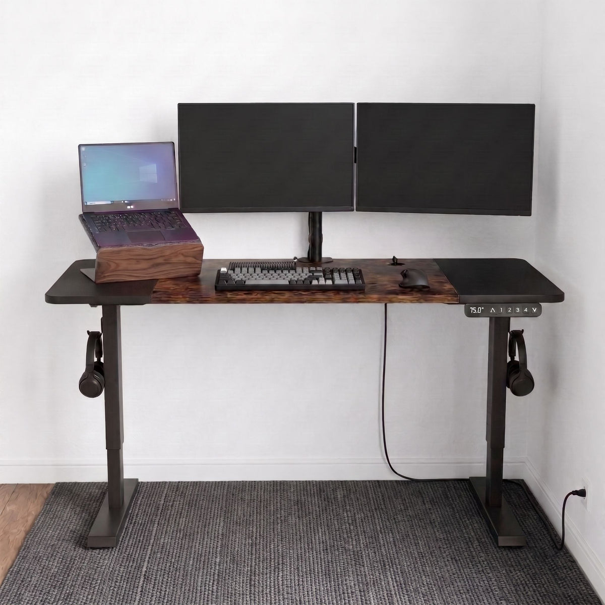 Bureau Assis-Debout Électrique  Verrou Enfant, 4 Mémoires